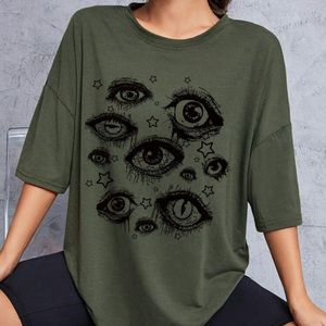 Shein t shirt size small color, dark green